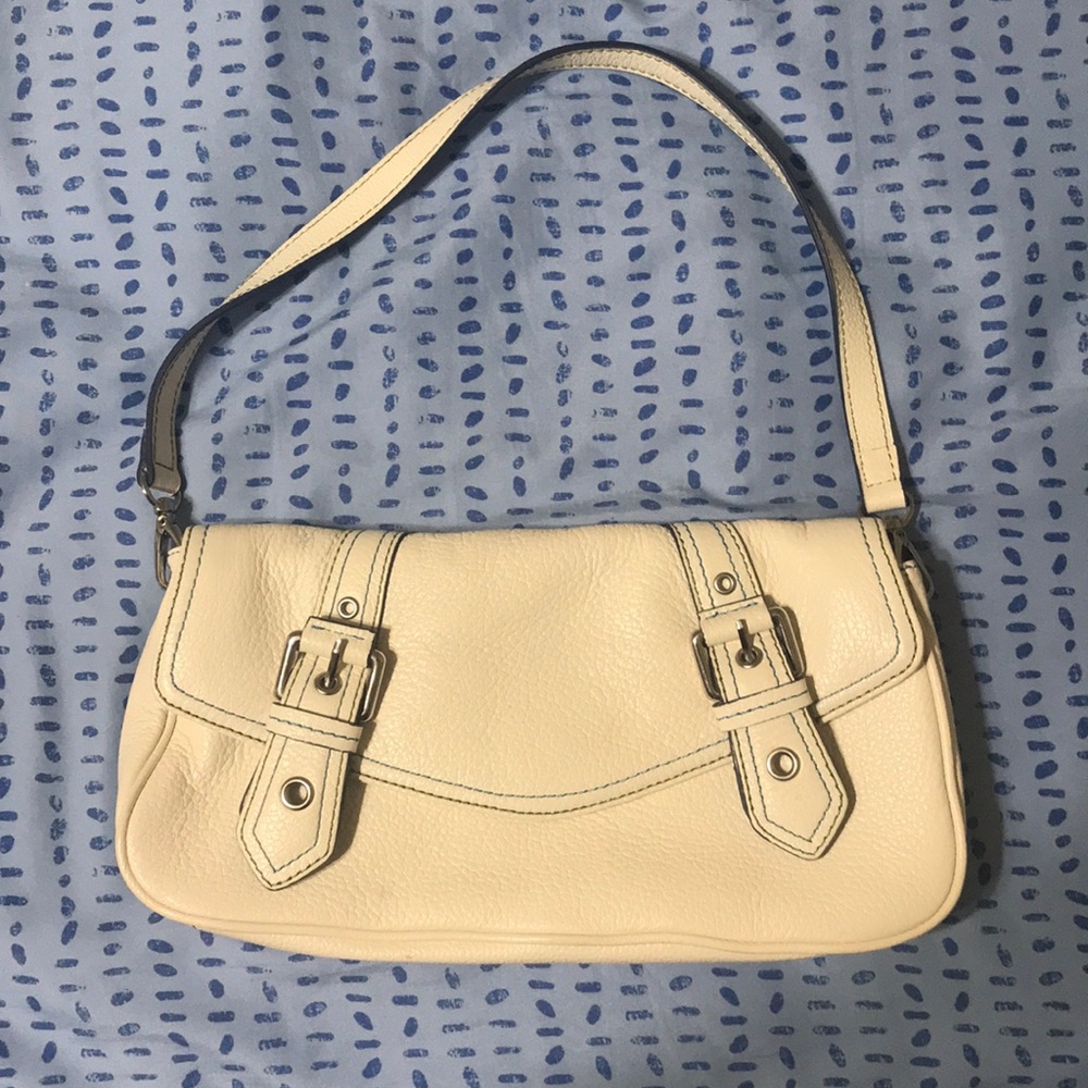 White leather purse